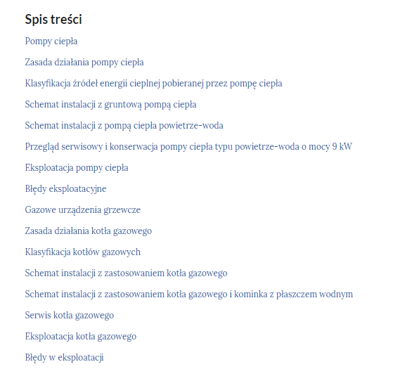 Przykładowy wygląd spisu treści