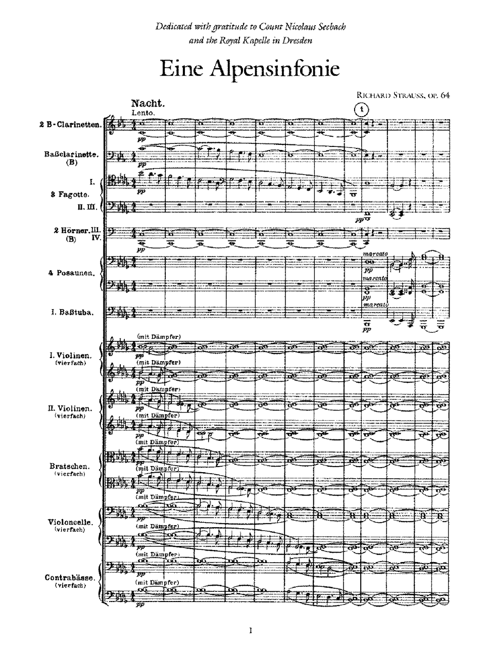 Fotografia przedstawia nuty utworu Ryszarda Straussa „Symfonia alpejska”.