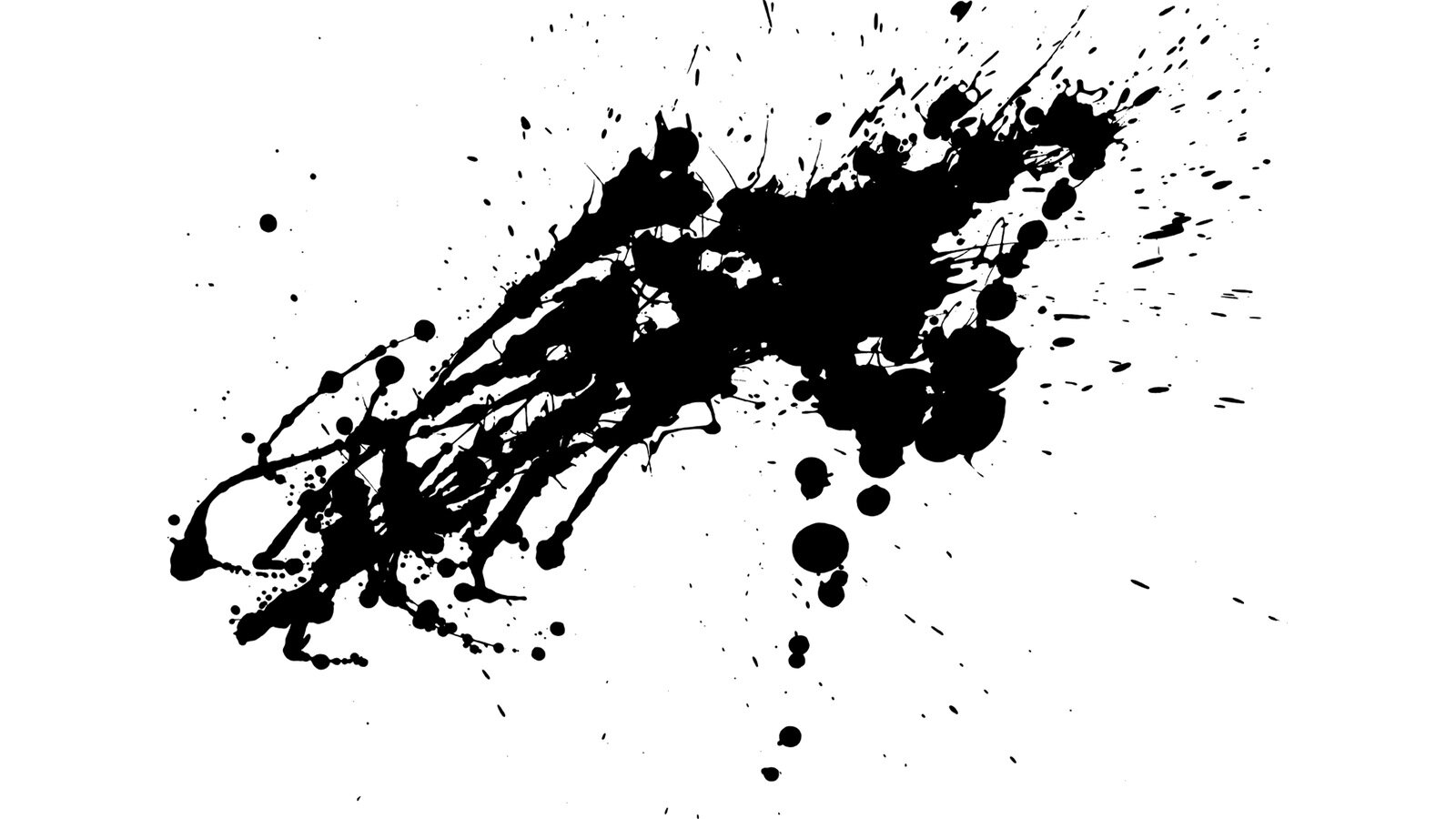 Ilustracja przedstawia rozchlapaną czarną farbę  na białym papierze. 