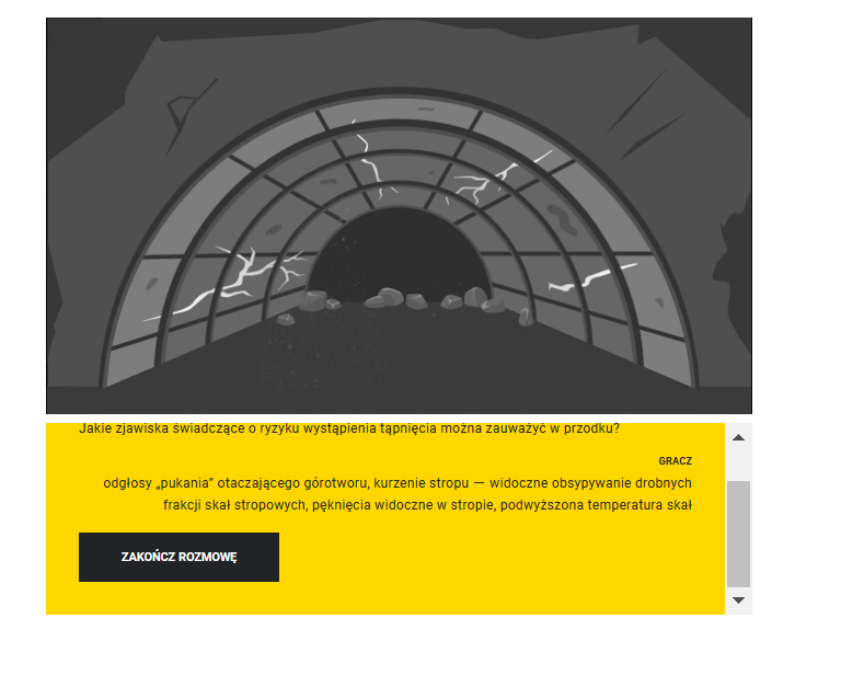 Przykładowy ekran końcowy rozmowy ze sztygarem