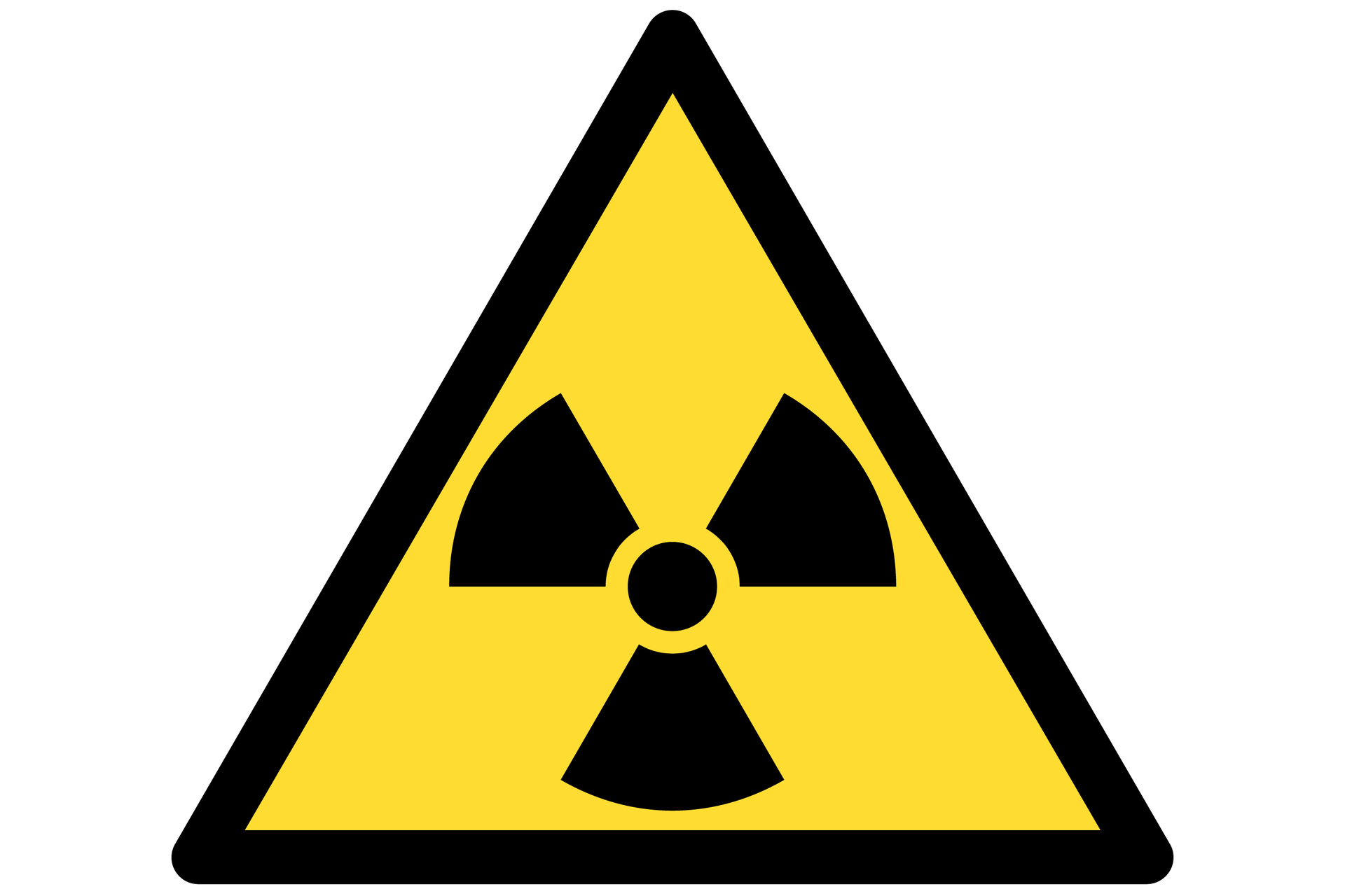 Grafika przedstawiająca symbol promieniotwórczości