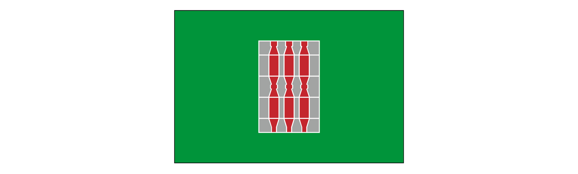 Grafika przedstawia flagę Umbrii. Flaga ma prostokątny kształt. W jej centralnym punkcie znajduje się herb, na który składają się trzy symbolicznie przedstawione cerie (świece).