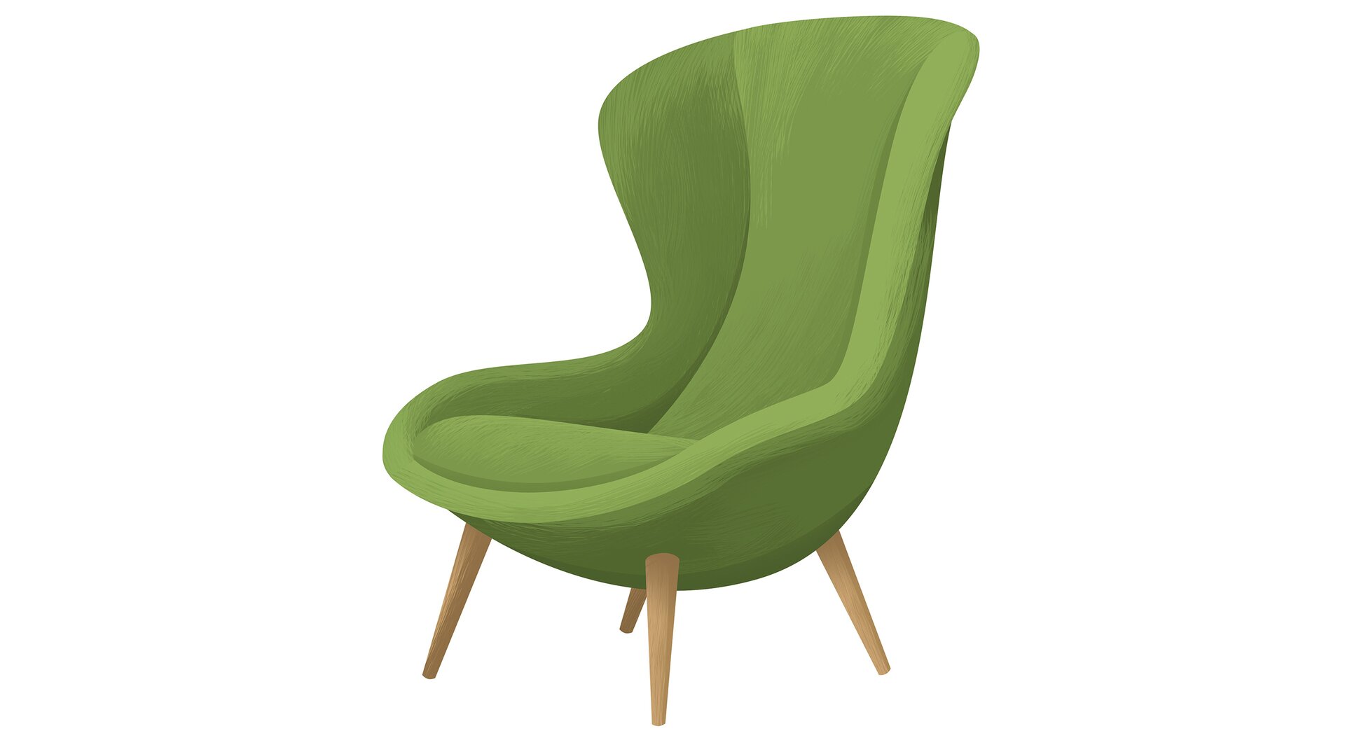 Ilustracja przedstawia zielony fotel.