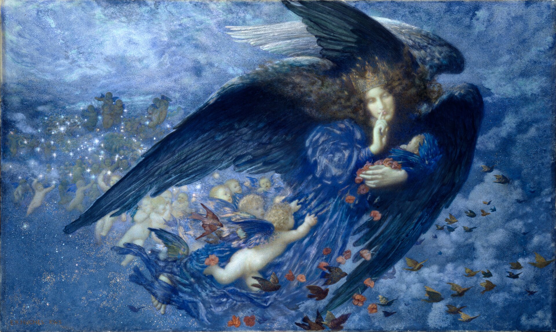 Night with her Train of Stars, Edward Robert Hughes, 1912 r.