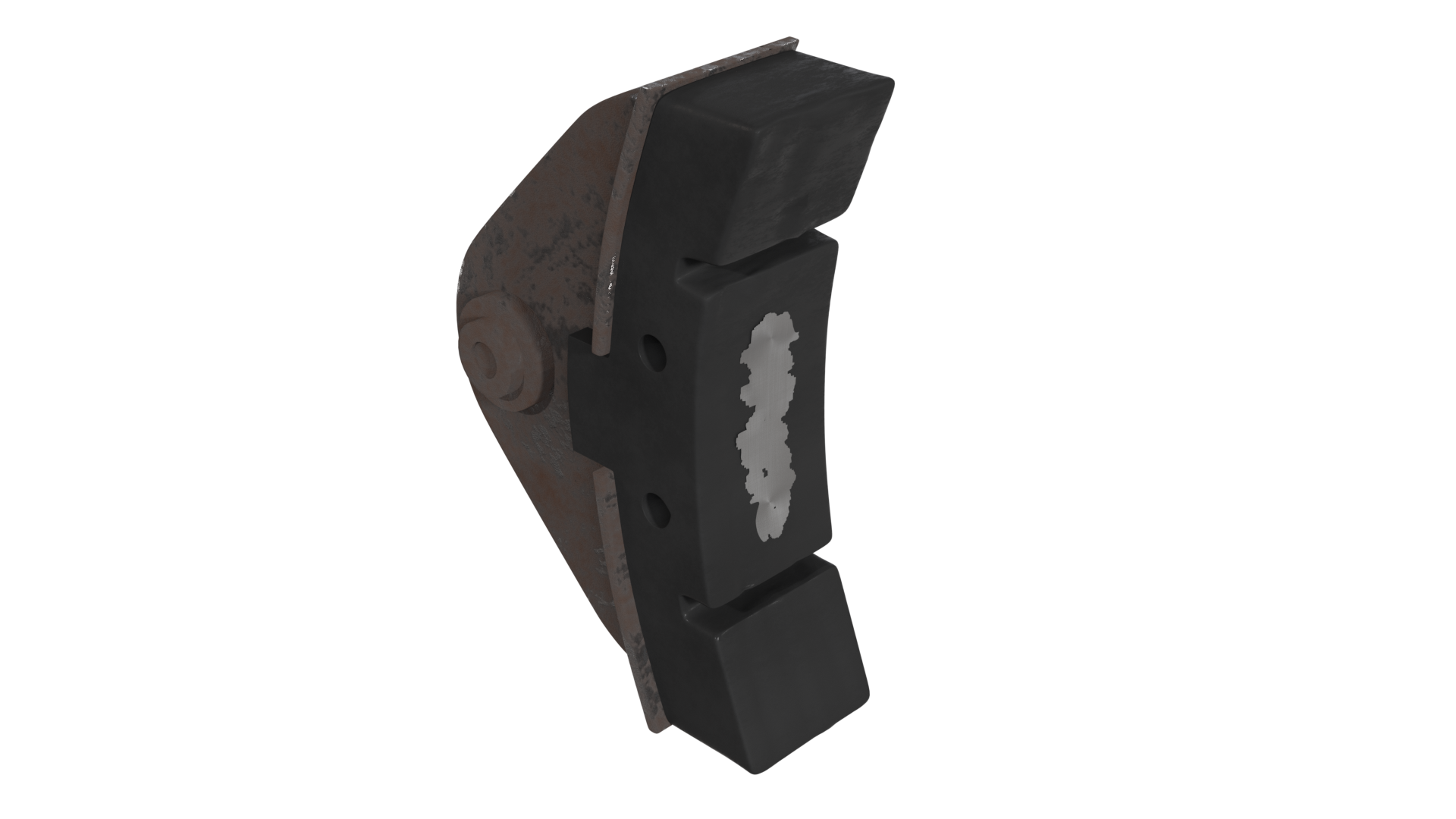 Ilustracja przedstawia nanoszenie materiału metalowego na powierzchnię cierną wstawki (obecnie nazywane wtrąceniami metalicznymi). Widoczne jest na powierzchni ciernej wstawki metalowy fragment, który będzie niszczył koło, oraz zmniejszał efektywność hamowania.