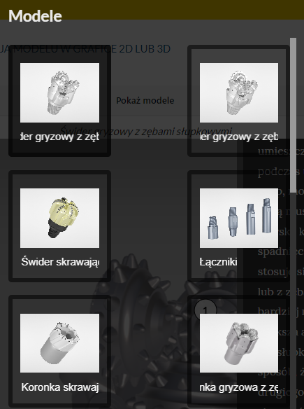 Na zdjęciu przedstawiono wybór modeli do odtwarzania.Na szarym tle znajdują się zdęcia przedstawiające urządzenie w formie miniatury. Pod miniaturą widoczna jest nazwa modelu. Przykładowo na zdjęciu znajduje się sześć miniatur. Miniatury znajdują się w dwóch pionowych szeregach po trzy miniatury w każdym.