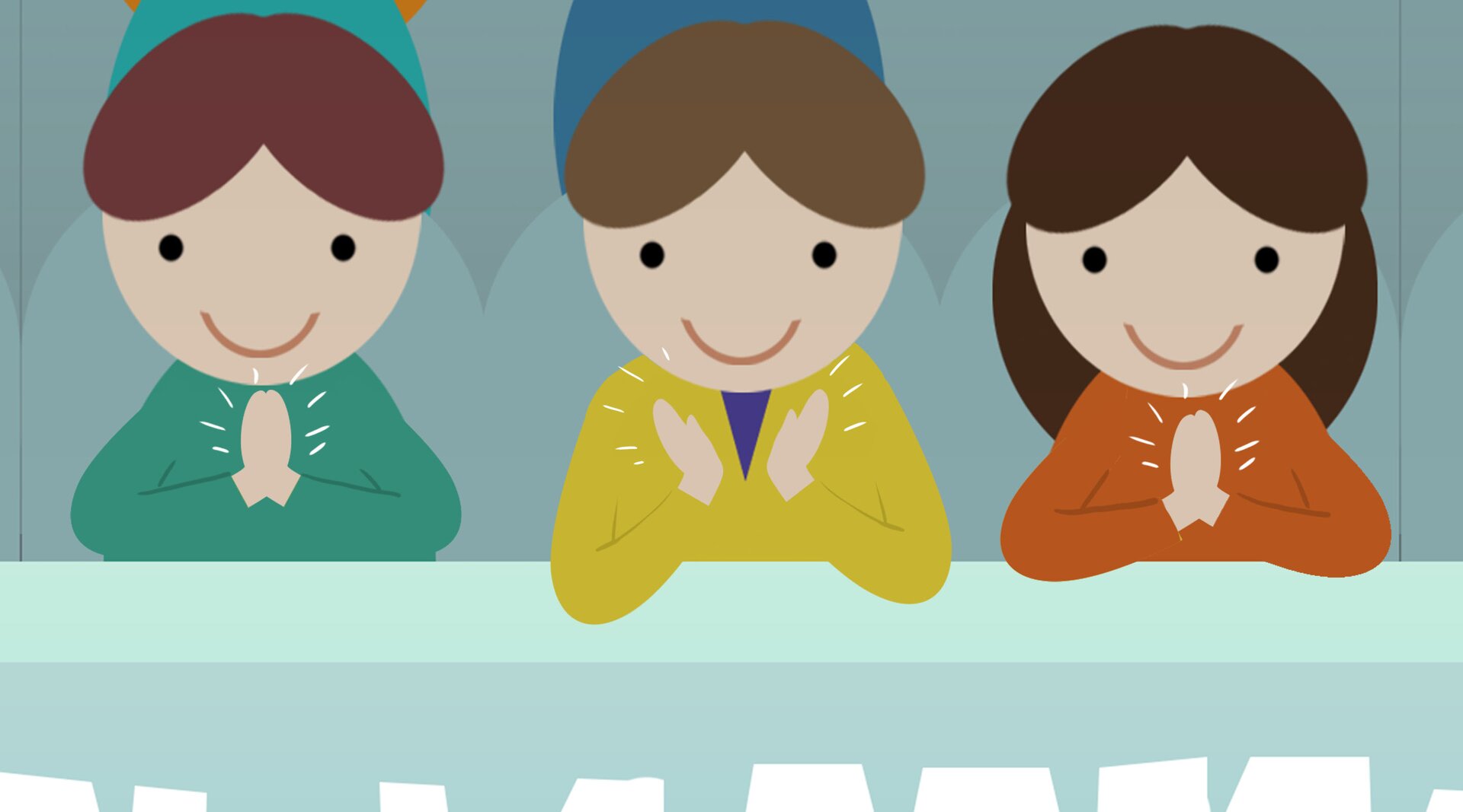 Na ilustracji znajdują się trzy klaszczące osoby.