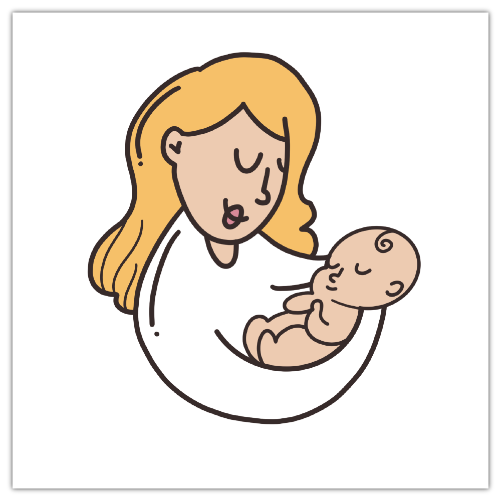Na ilustracji widoczna kobieta trzymająca niemowlę.