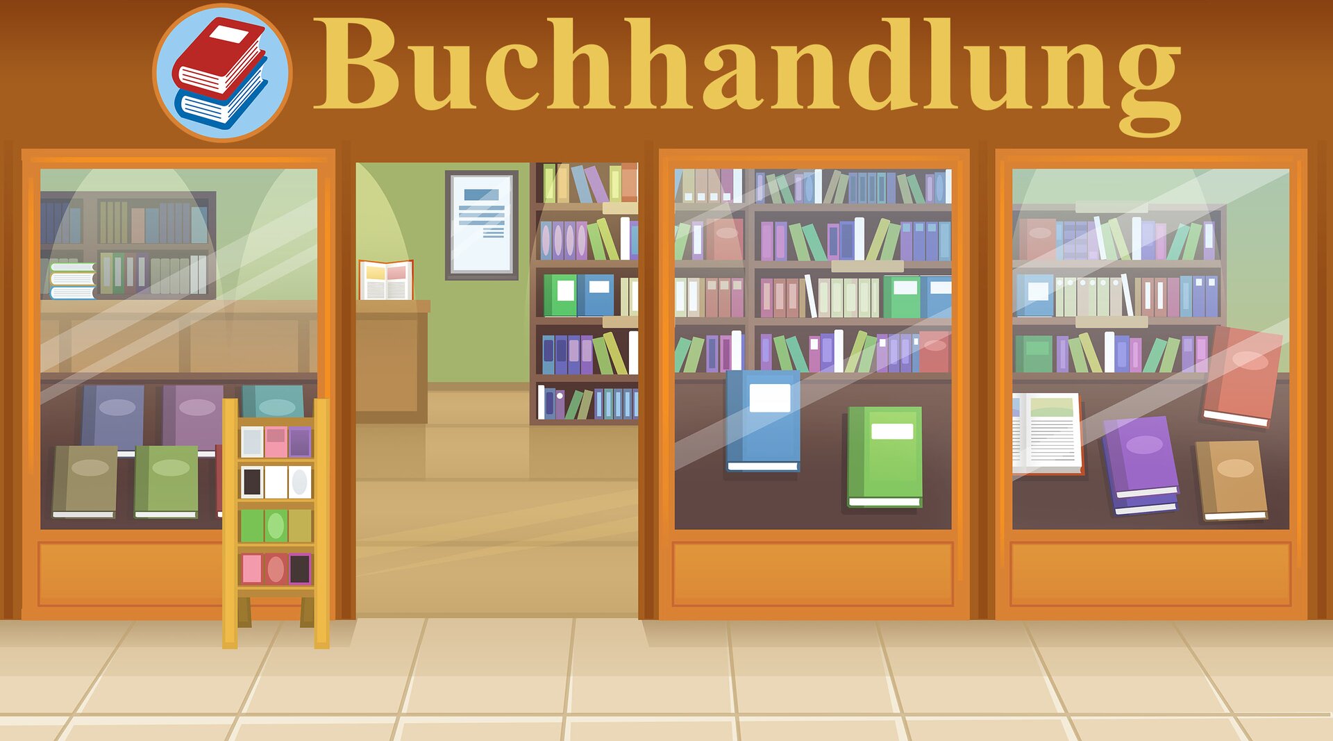 Ilustracja przedstawia księgarnię. 