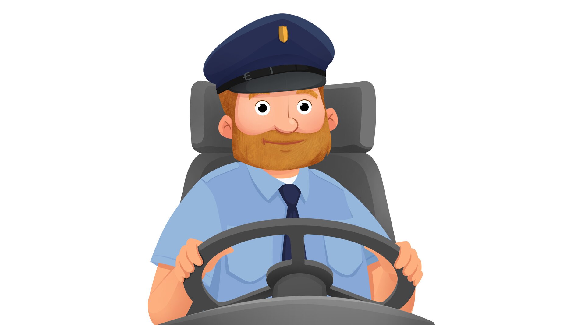 Ilustracja przedstawia kierowcę busa.