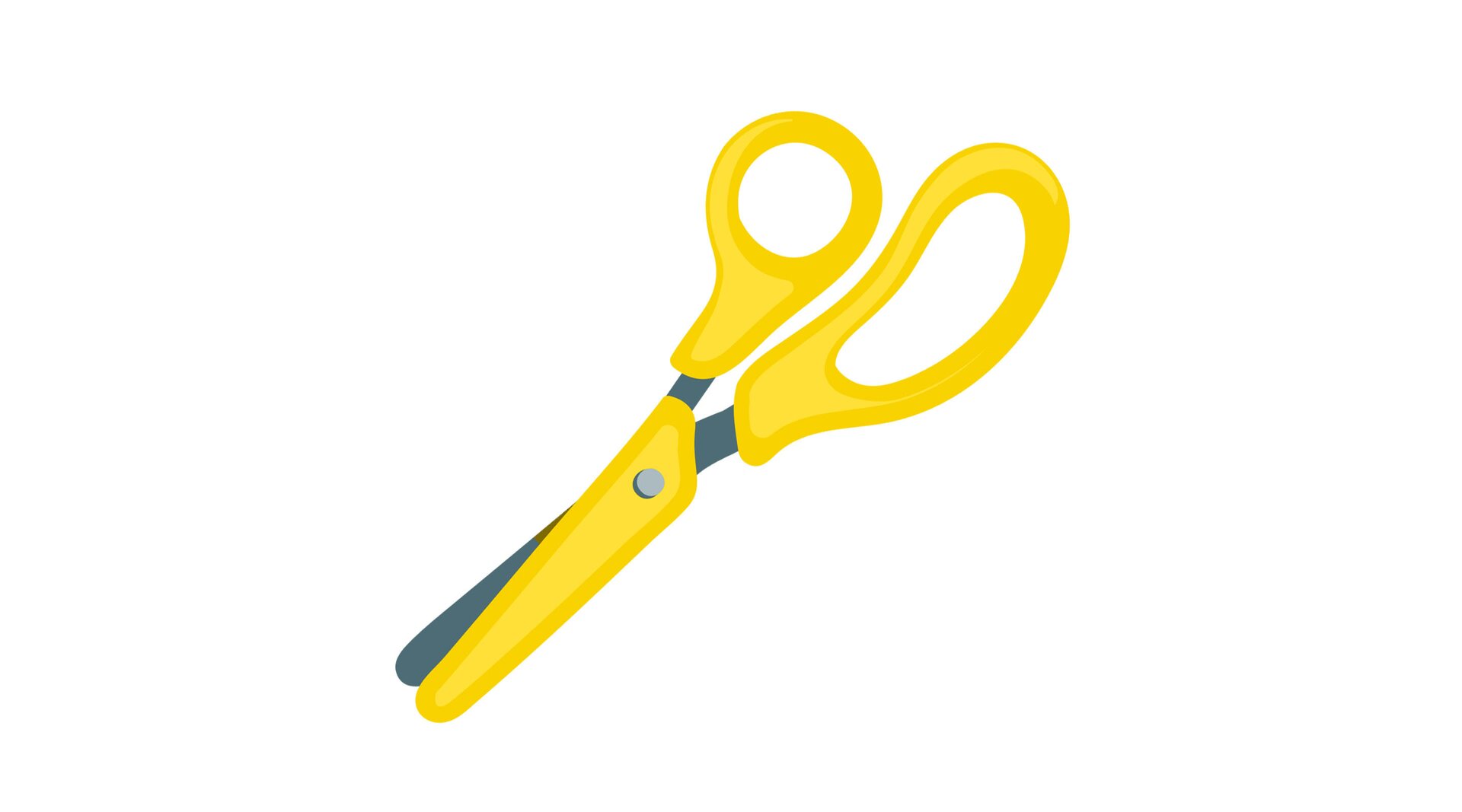 Na ilustracji znajdują się żółte nożyczki.