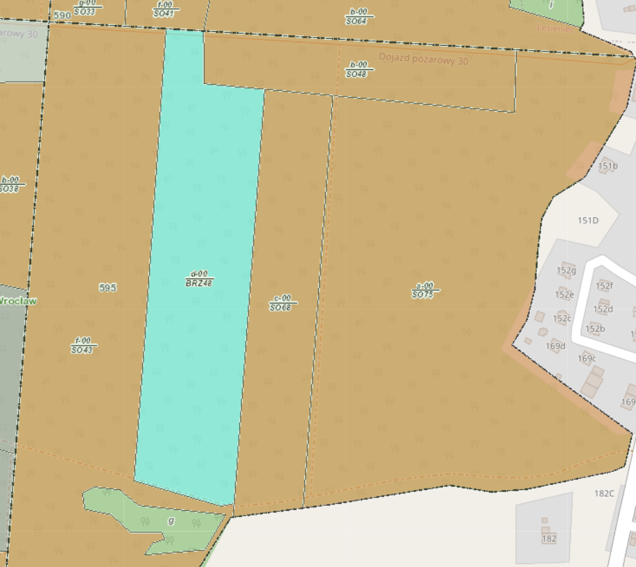 Fragment mapy z zasobów internetowego portalu Banku Danych o Lasach.