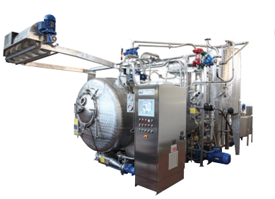 Zdjęcie przedstawia barwiarkę ciśnieniową. Urządzenie składa się z panelu sterującego z ekranem i przyciskami, dużego, walcowatego zbiornika, silników oraz rur, łączących elementy maszyny.