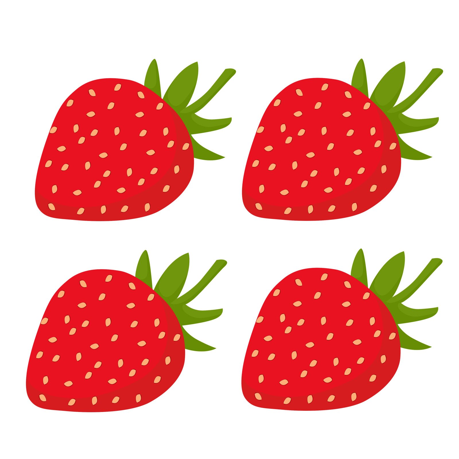 Ilustracja przedstawia cztery czerwone truskawki