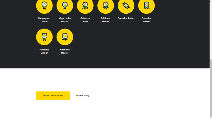 Przykładowy widok końca gry