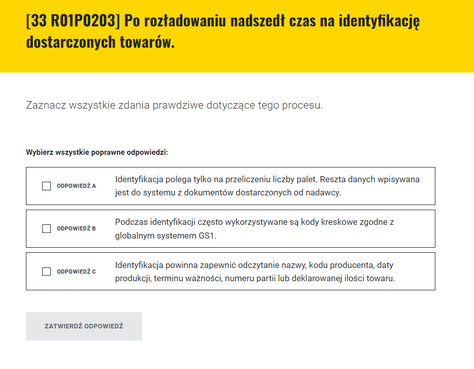 Przykładowe pytanie w grze