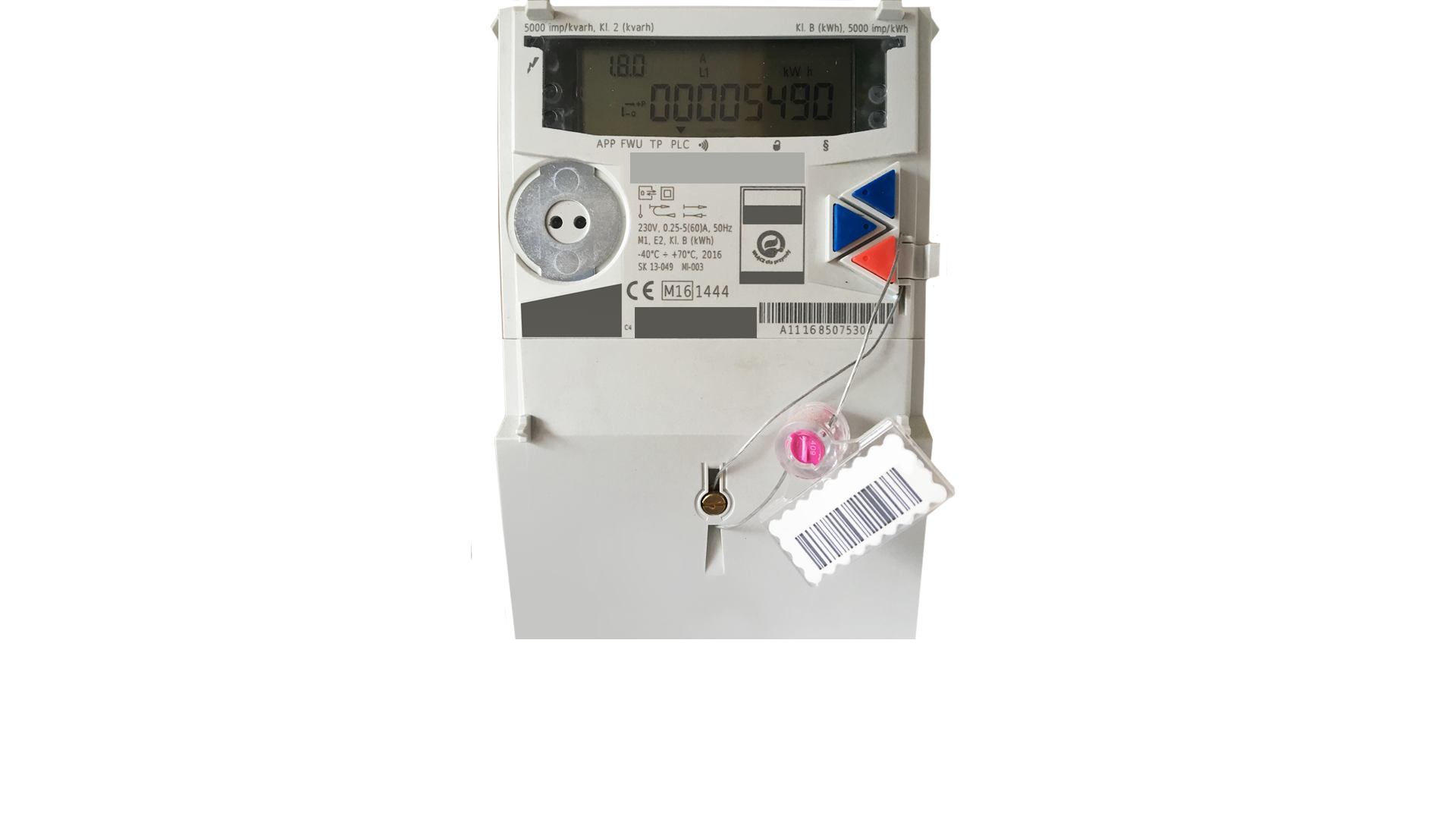 Zdjęcie prezentuje nowy licznik energii elektrycznej przygotowany do zainstalowania w mieszkaniu.