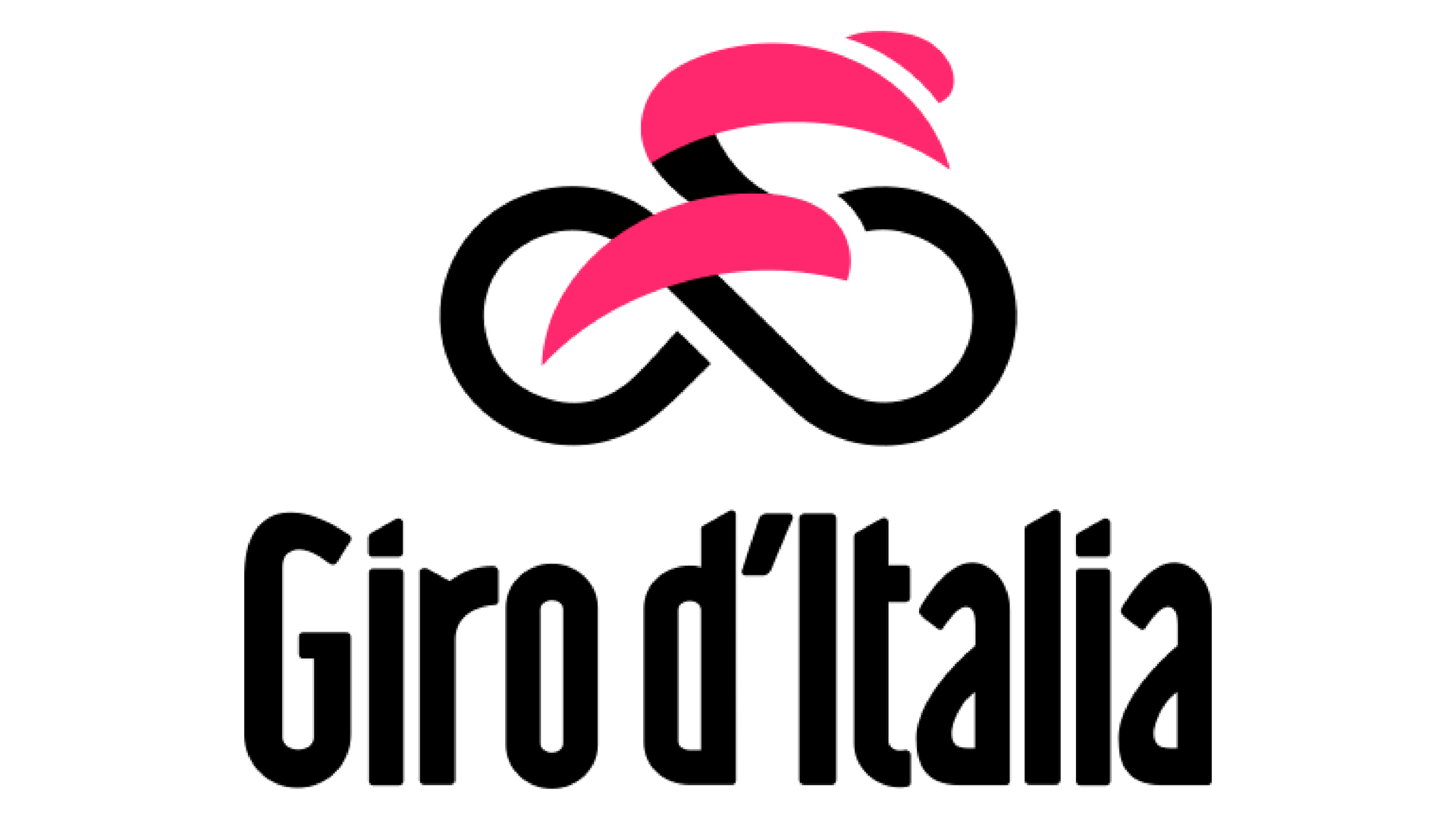 Grafika przedstawia logo wyścigu kolarskiego. Logo składa składa się z symbolu przypominającego kolarza na rowerze oraz podpisu Giro d'Italia.