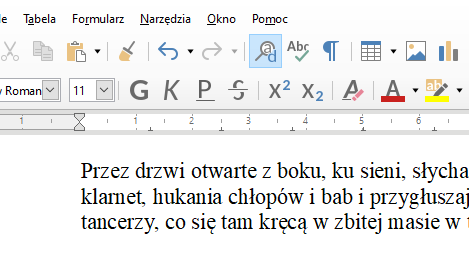 Na zrzucie ekranu widoczny jest fragment paska narzędzi. Zaznaczona ikona narzędzia przedstawia szarą lupę z małą literę a w środku miejsca na szkiełko oraz niebieską małą literę d poniżej.  