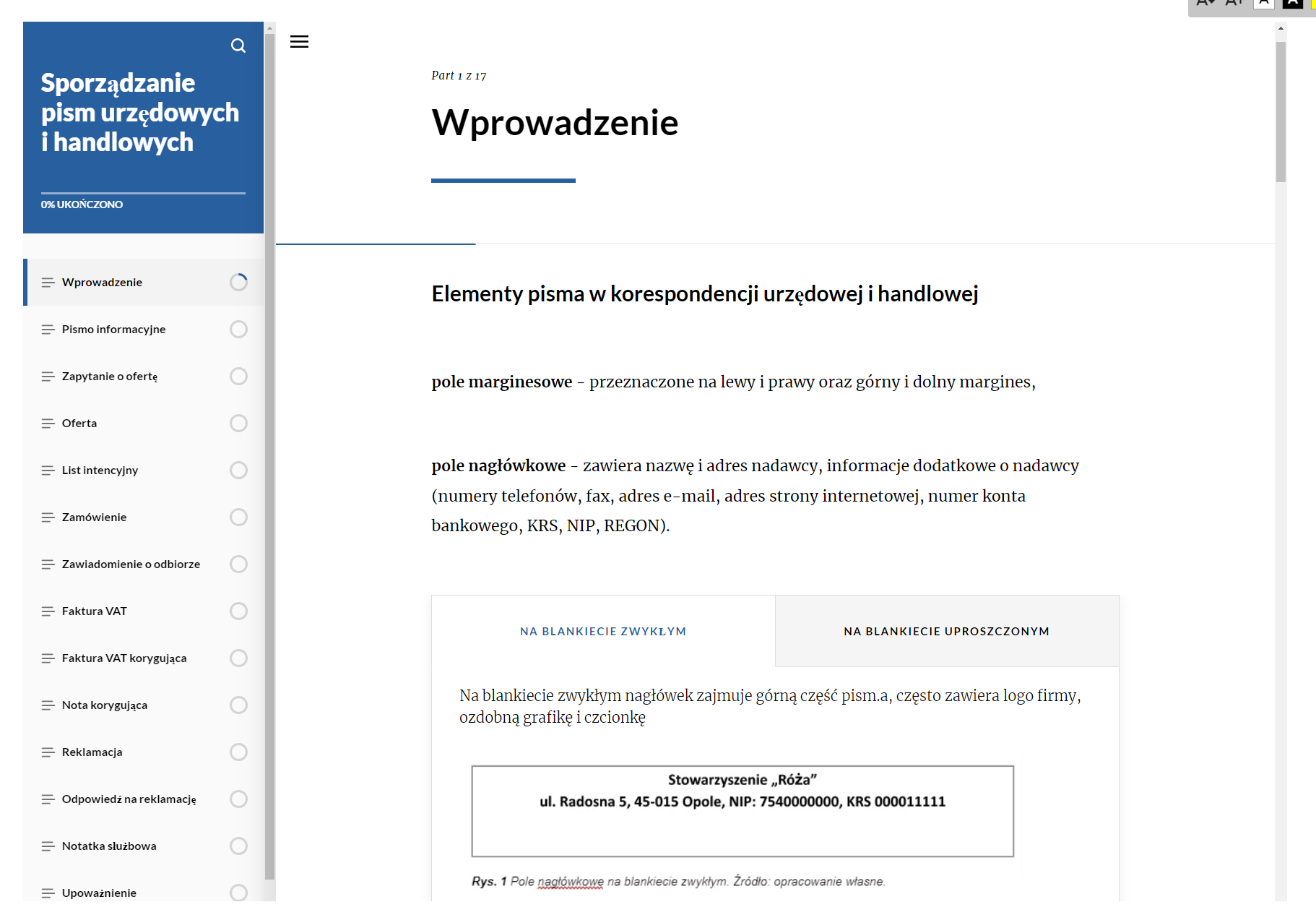 Ekran z tekstem w dokumentacji interaktywnej