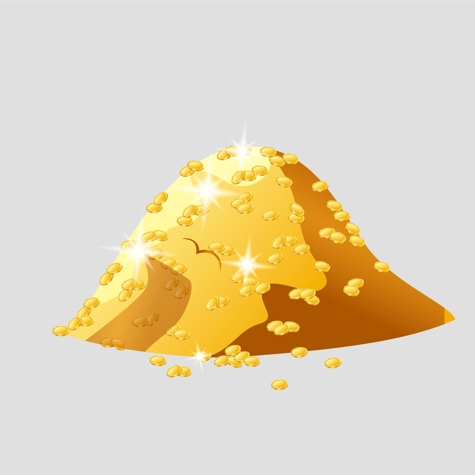 Ilustracja przedstawia górę złota. 