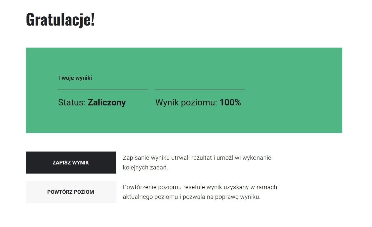 Podsumowanie poziomu