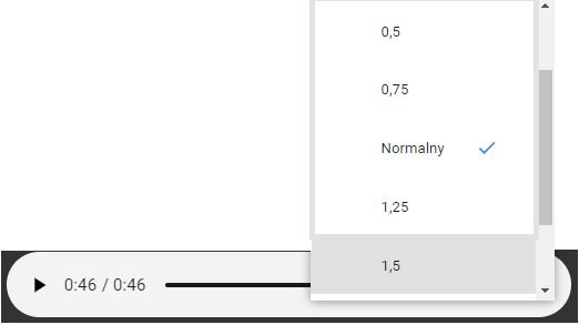 Panel obsługi dźwięki – szybkość odtwarzania
