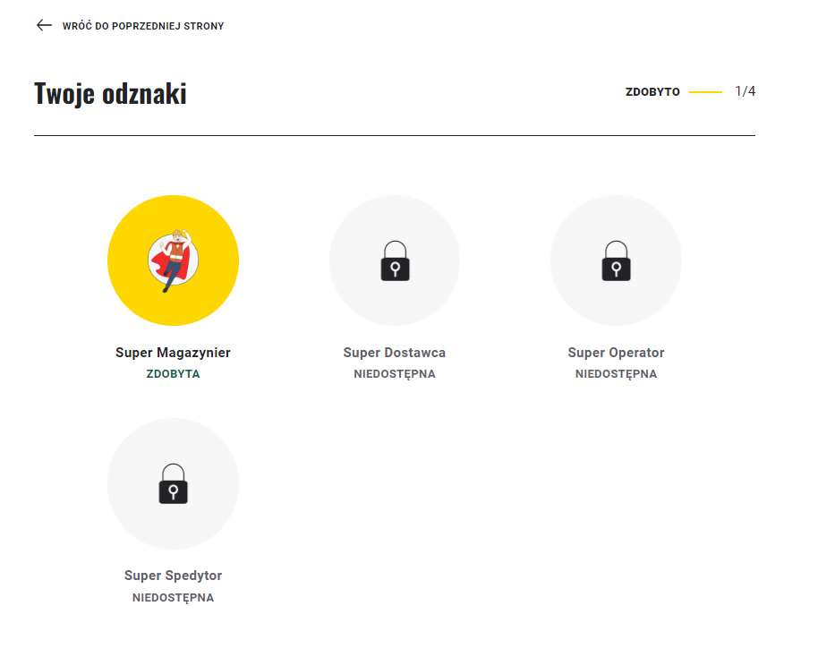 Zdobyte odznaki w grze