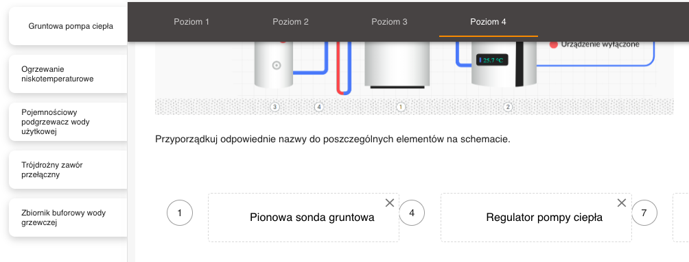 Przykładowy widok wpisanych elementów