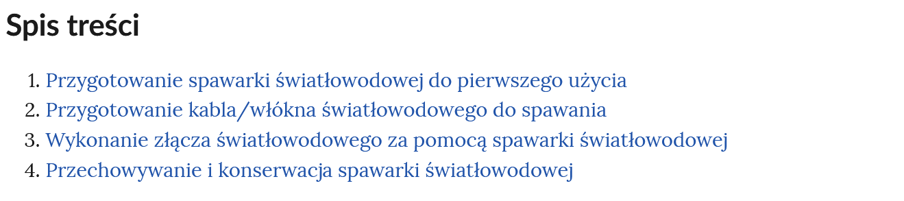 Ilustracja przedstawia spis treści multimedium. Spis składa się z czterech punktów opatrzonych tytułami, nawigujących do części.