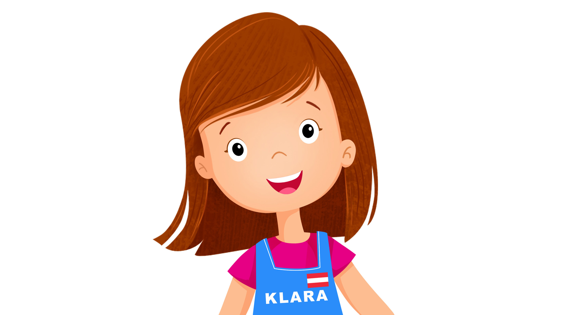 Na ilustracji znajduje się Klara z flagą austriacką na koszulce.