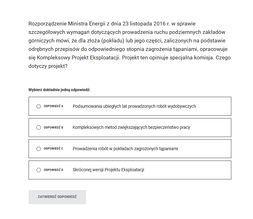 Przykładowe pytanie jednokrotnego wyboru