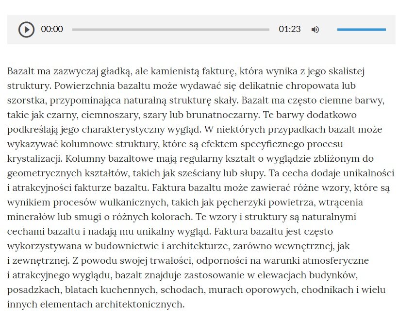 Zdjęcie przedstawia przykładowy wygląd paska odtwarzania wraz z tekstem znajdującym się poniżej.