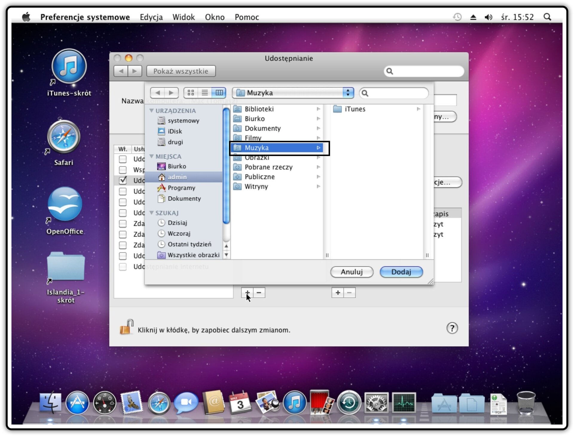 Ilustracja przedstawiająca: Krok 7 udostępniania plików w systemie Mac OS X