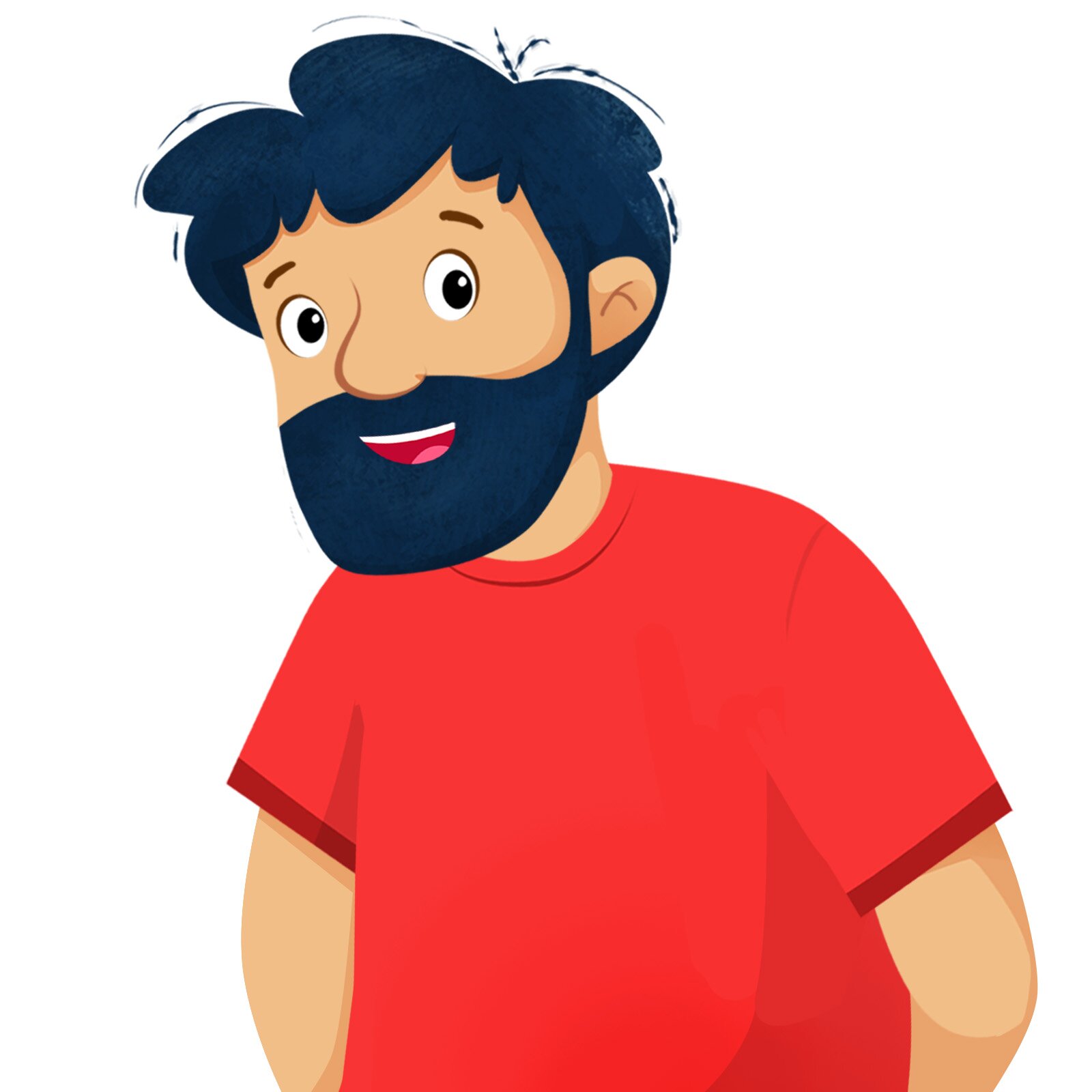 Ilustracja przestawia uśmiechniętego tatę z gęstą brodą.