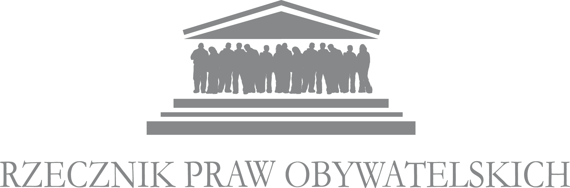 Grafika przedstawia logo Rzecznika Praw Obywatelskich. Pod dachem znajduje się tłum osób. Poniżej budynku podpis Rzecznik Praw Obywatelskich.