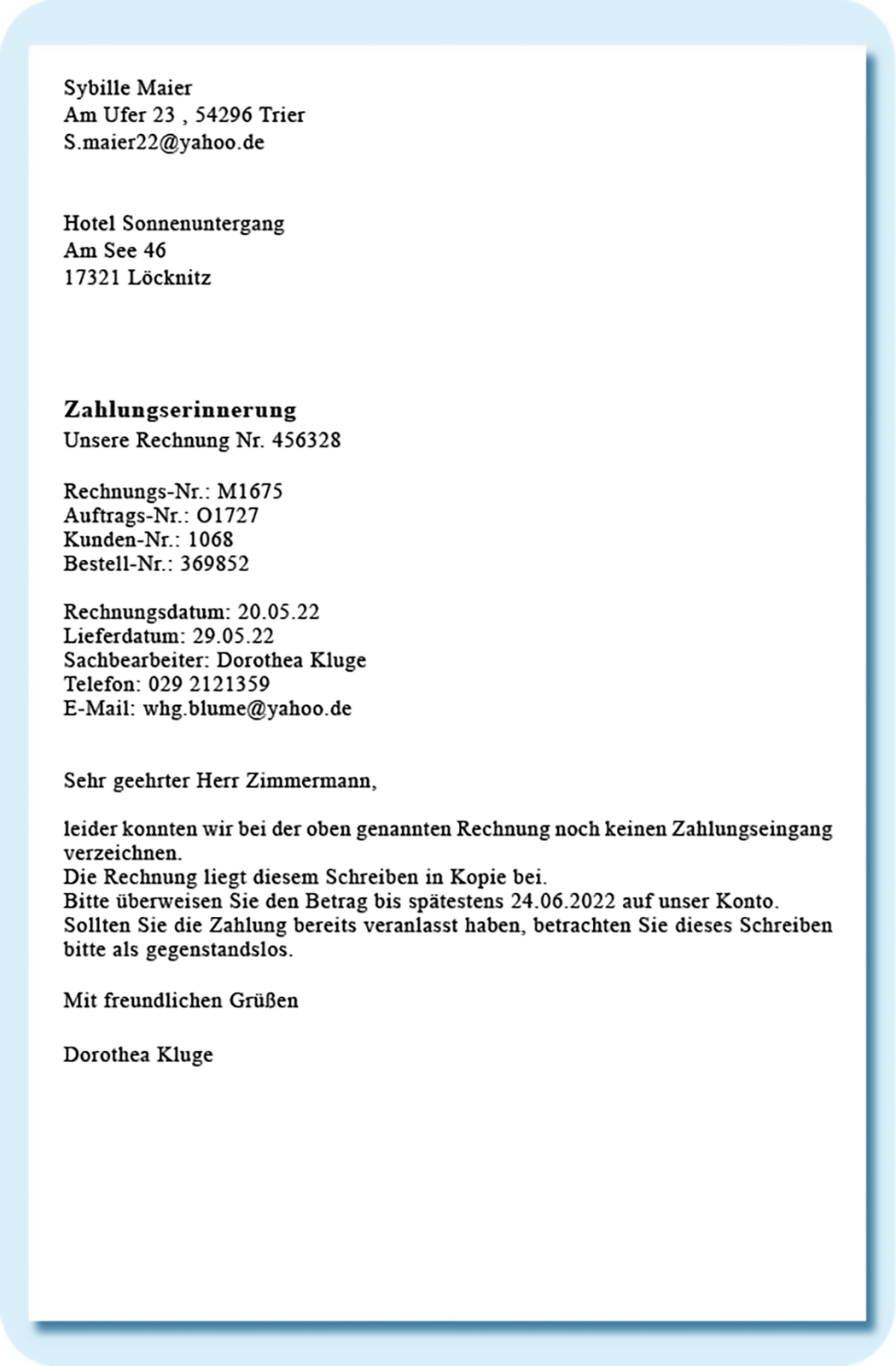 Ilustracja przedstawia wezwanie do zapłaty. Transkrypcja dostępna poniżej.