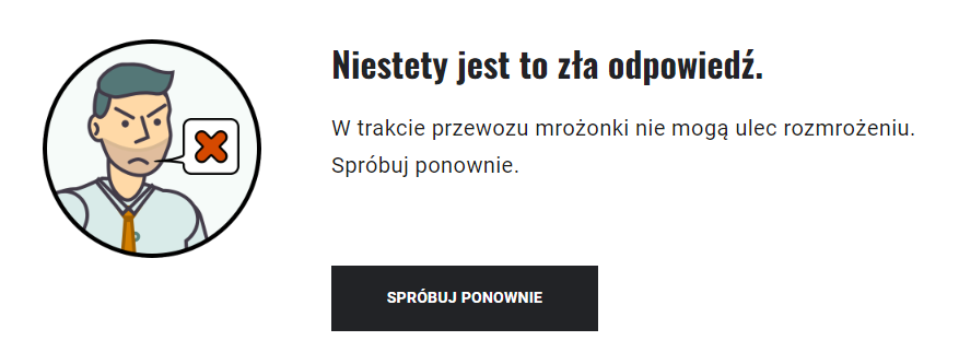 Przykładowy widok informacji zwrotnej po udzieleniu błędnej odpowiedzi w grze edukacyjnej
