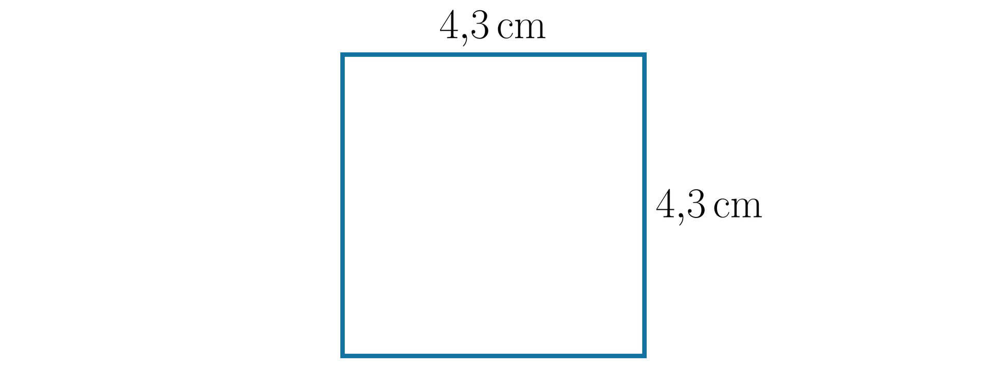 Kwadrat o boku długości 4,3 centymetrów.