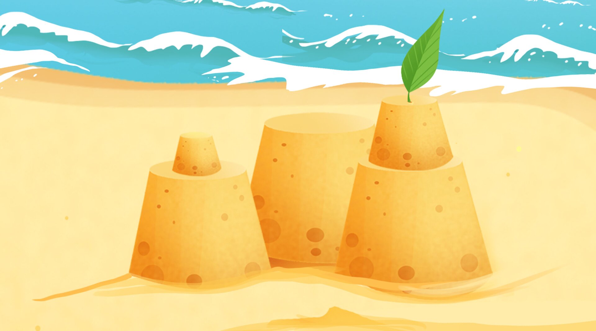 Ilustracja przedstawia zamek z piasku 