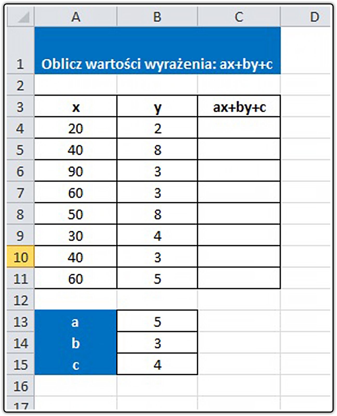 Zrzut przykładowej tabeli