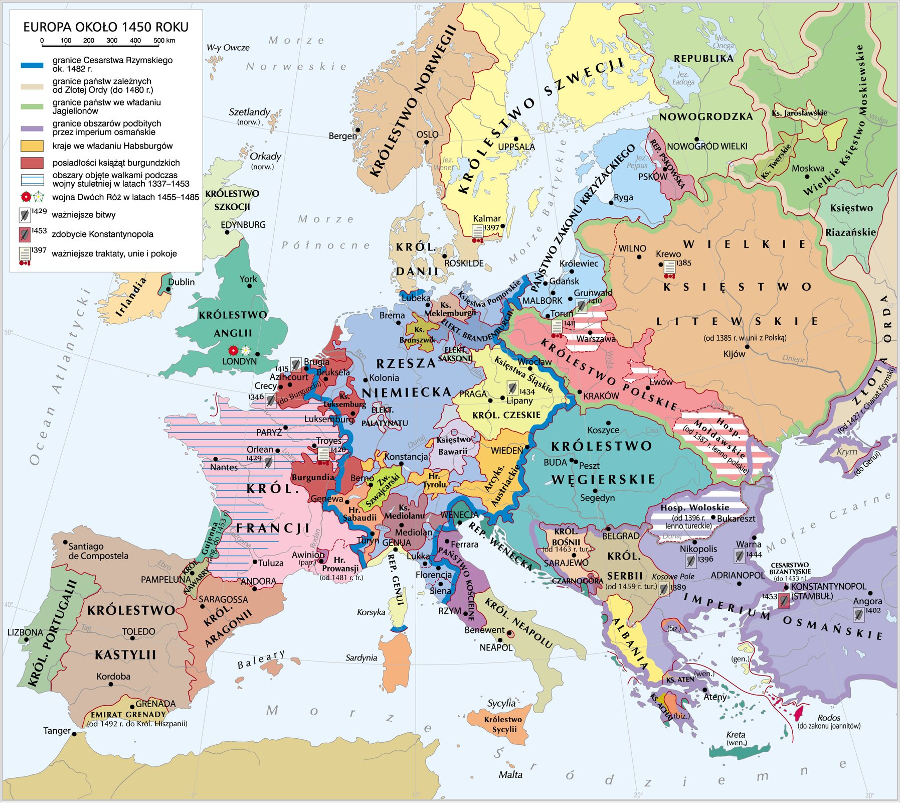 Europa 1450 r. Europa 1450 r. Źródło: Krystian Chariza i zespół, licencja: CC BY 3.0.