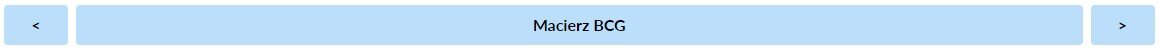 Grafika przedstawia umieszczony na górze atlasu pasek nawigacyjny. Składa się z umieszczonego na środku tytułu aktualnie wybranej planszy interaktywnej. Po bokach znajdują się przyciski ze strzałkami. Z prawej strony umieszczono strzałkę ze zwrotem skierowanym w prawo, natomiast z lewej strony strzałkę ze zwrotem skierowanym w lewo. Przyciski te służą do przełączania się pomiędzy kolejnymi planszami.