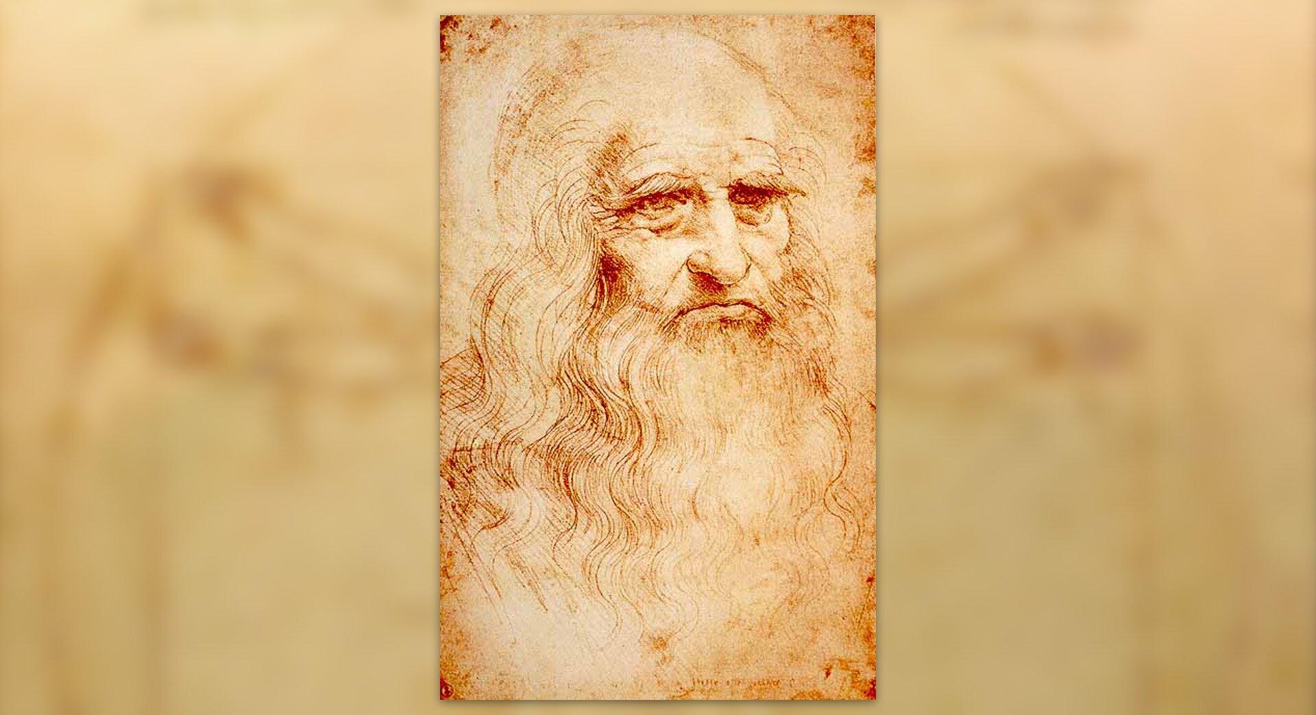 Ilustracja przedstawiająca portret Leonardo da Vinci.