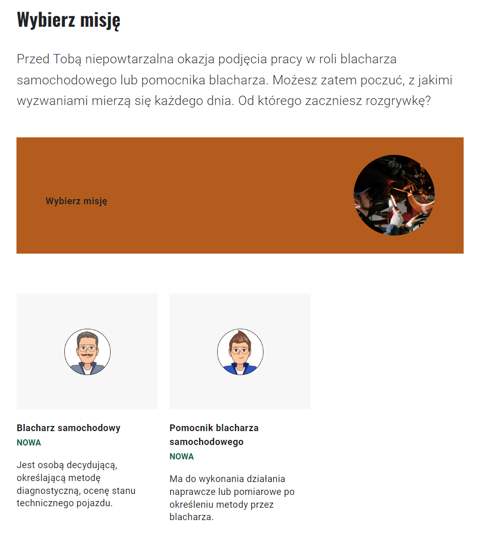 Przykładowy ekran wyboru misji w grze