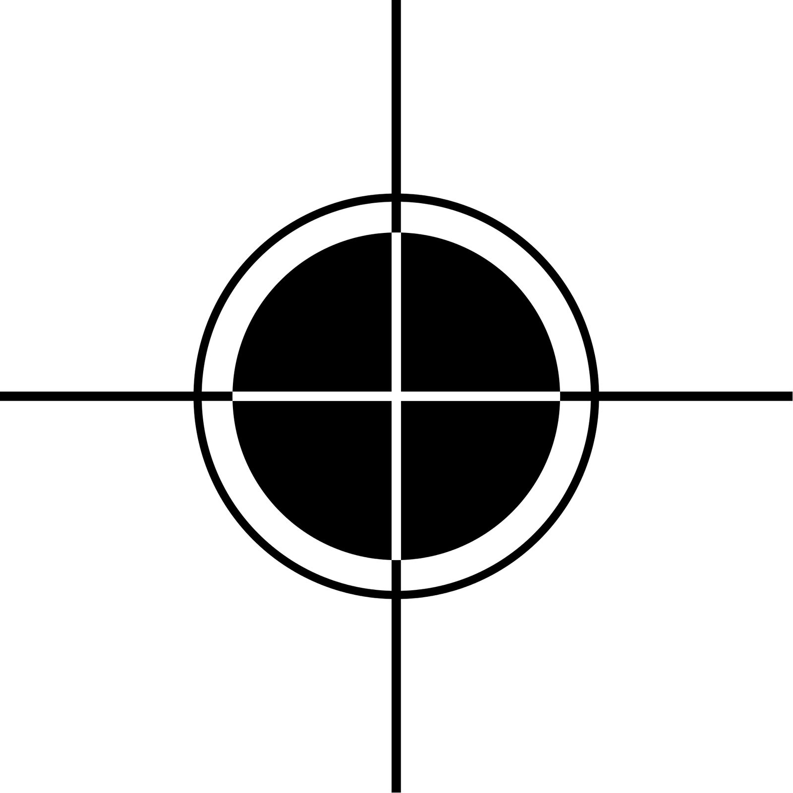 Grafika przedstawia paser. Widoczny jest okrąg, w który wpisane jest czarne koło, na które nałożony jest znak plusa, wychodzący poza promień okręgu.