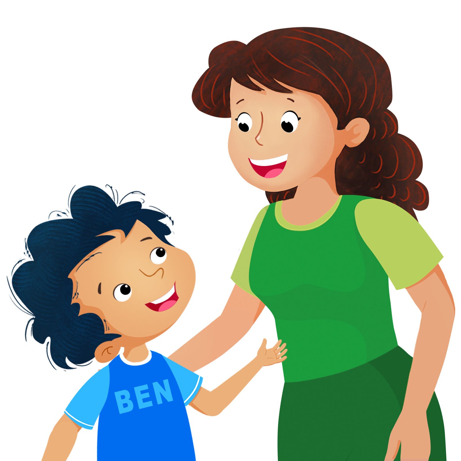 Ilustracja przedstawia Bena i jego mamę.