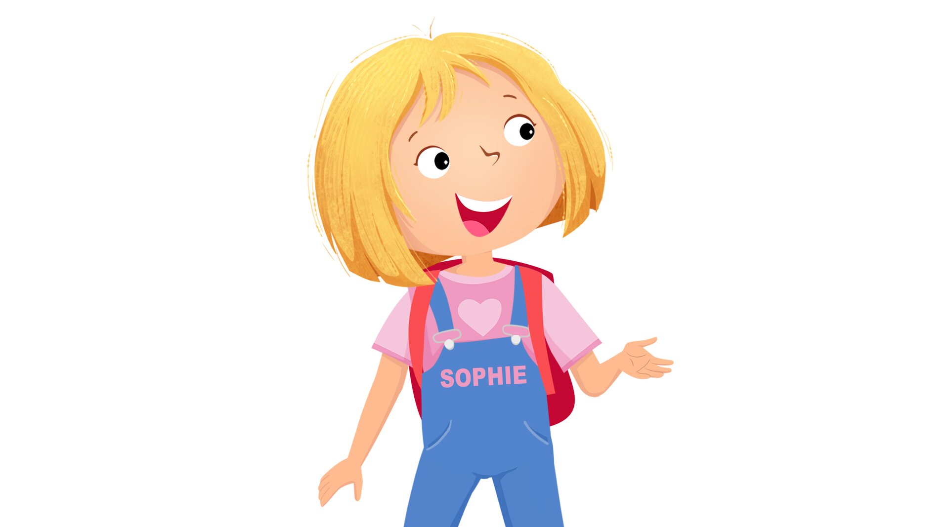 Ilustracja przedstawia jasnowłosą dziewczynkę o imieniu Sophie.
