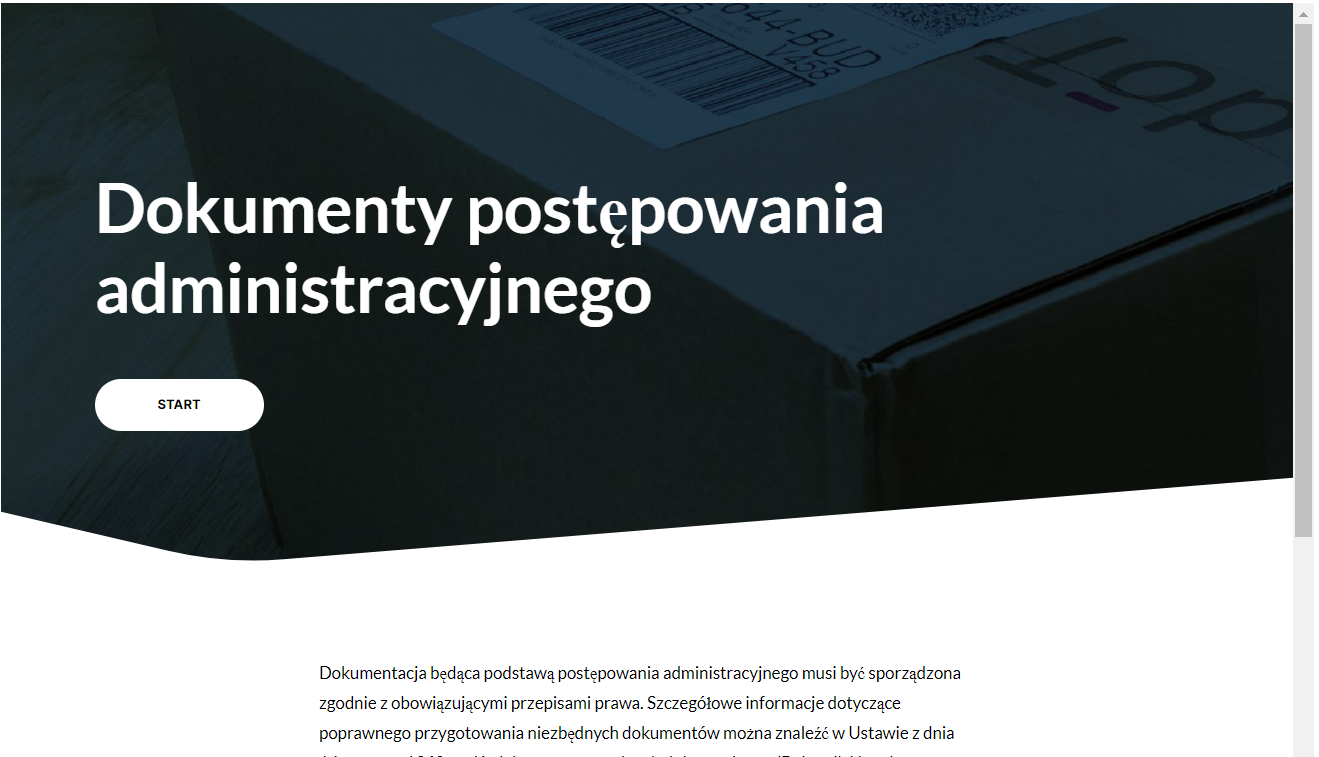 Widok na ekran główny dokumentacji interaktywnej