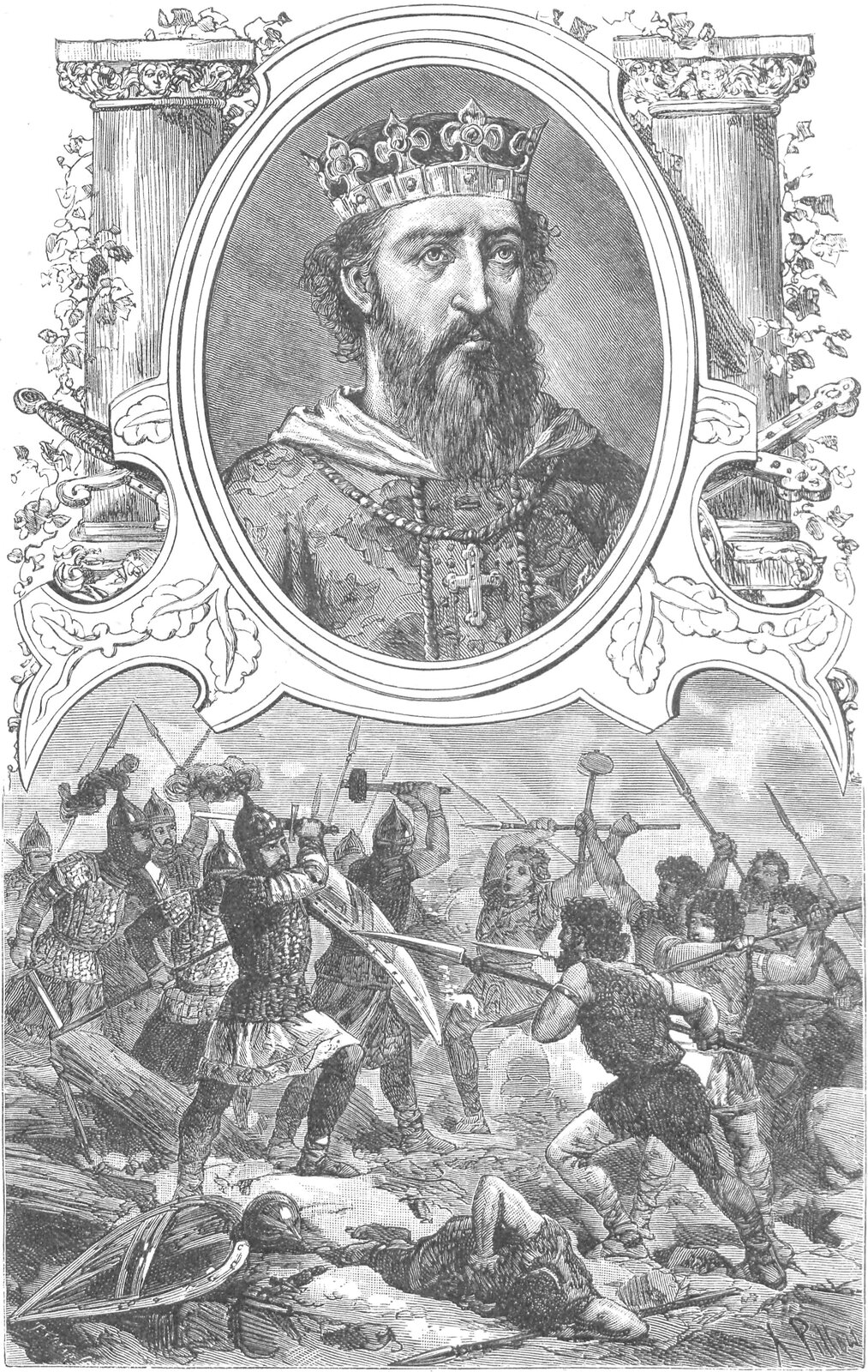 Kazimierz zwany Mnichem w cyklu Wizerunki książąt i królów polskich Ksawerego Pillatiego z 1888 r.